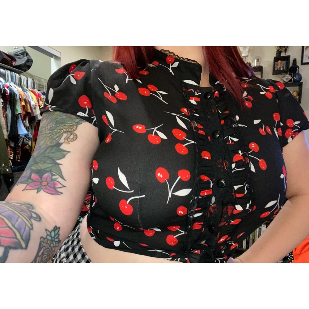 Tatyana cherry button up blouse